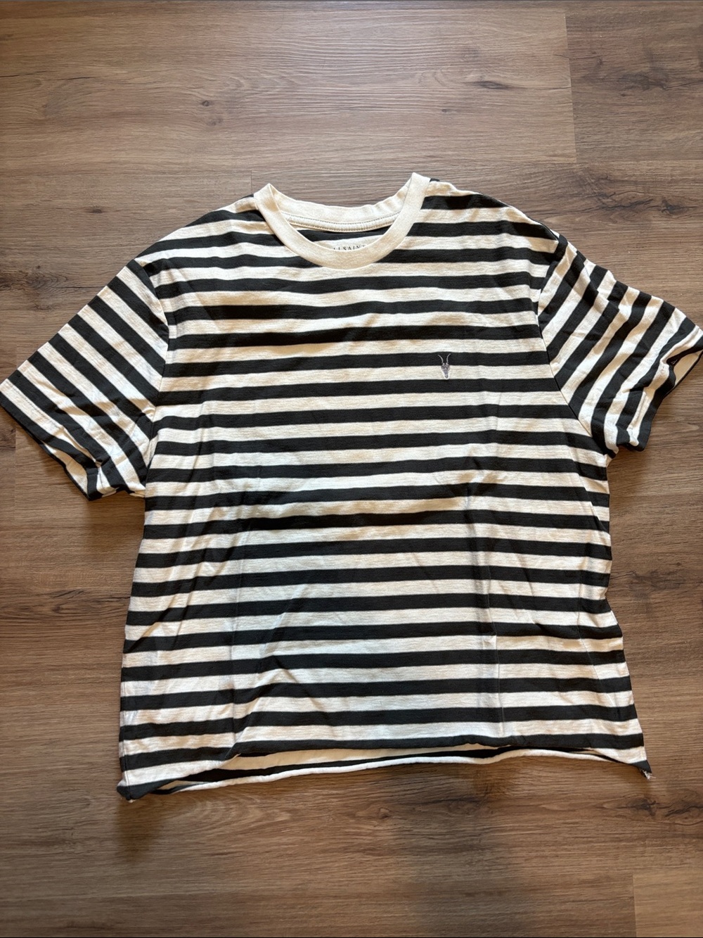AllSaints Black and White Striped Tee